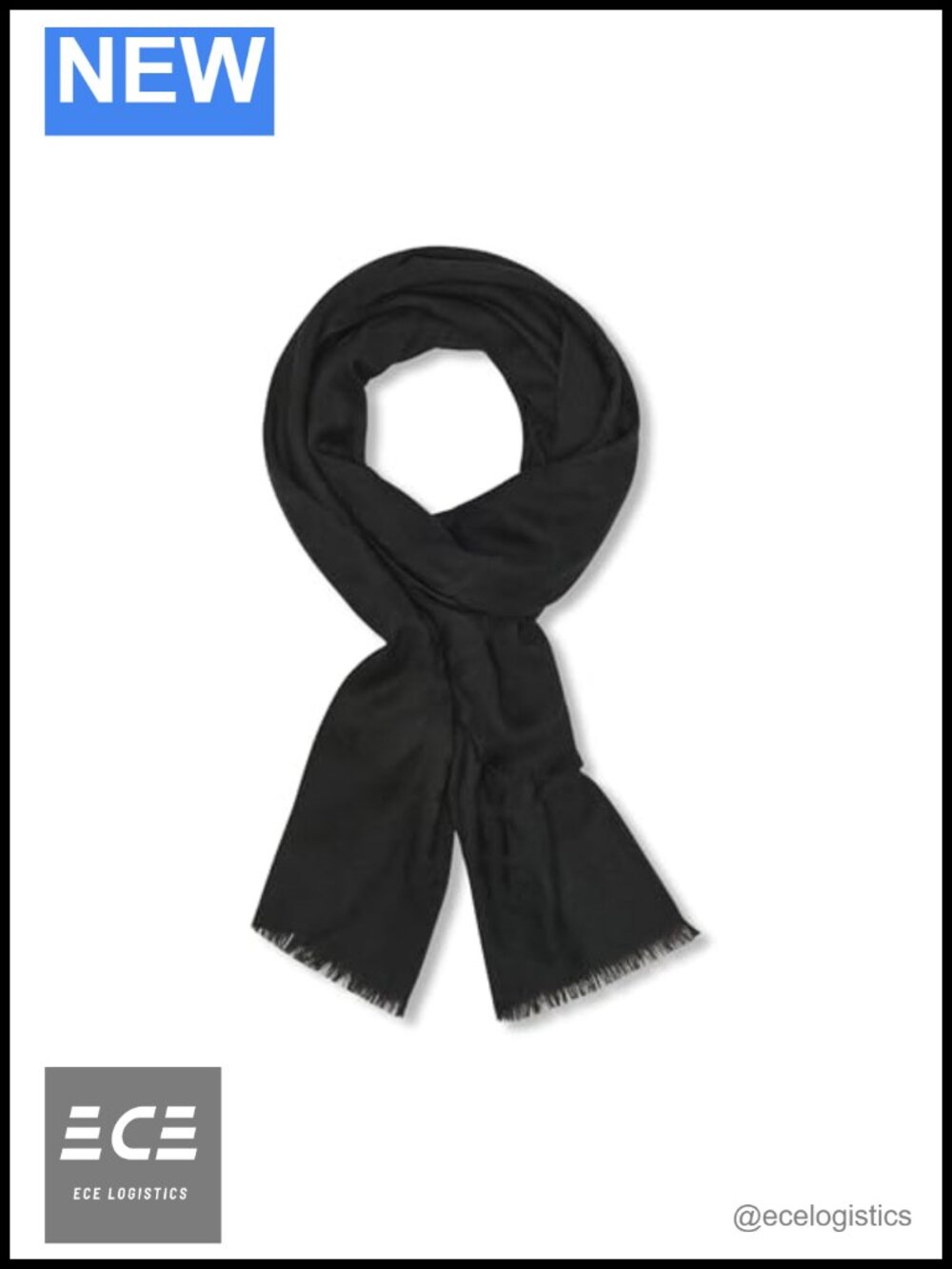 Lightweight Logo Pashmina Scarf with Eyelash Fringe 100% Viscose